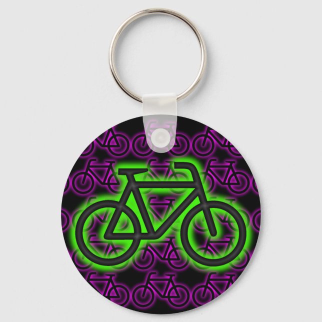 Porte-clés Vélo, Vélo, Néon, Vert, Rose, Violet (Recto)