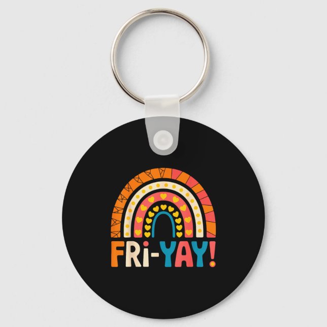 Porte-clés Vendredi heureux Fri-yay Professeur École Mème  (Recto)