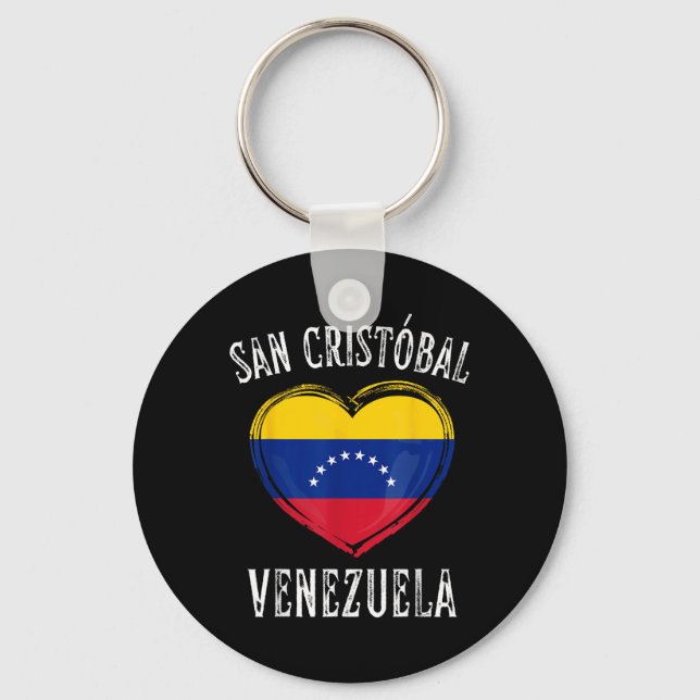 Porte-clés Venezuela Drapeau Coeur San Cristobal Ville (Recto)