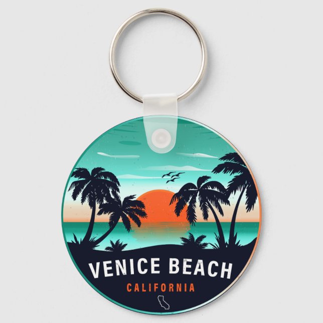 Porte-clés Venice Beach California Retro Sunset Souvenirs 80 (Recto)