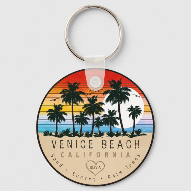 Porte-clés Venice Beach Californie Rétro Palmiers Souvenir (Recto)