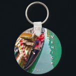 Porte-clés Venice, Italy (IT) - Gondola Station<br><div class="desc">This customizable keychain features a picturesque black gondola with empty seats tied up to the dock, awaiting peacefully for tourists on the still water of a small canal during a sunny afternoon from Venice, Italy. If you wish to personalize this keychain as a present or souvenir, you can replace both...</div>
