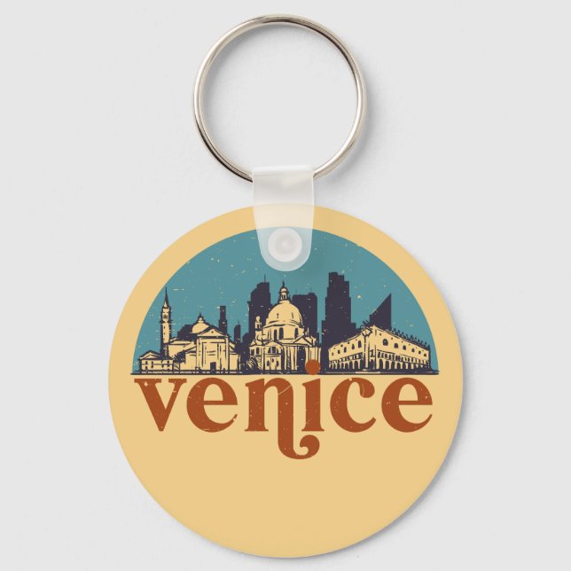 Porte-clés Venice Italy Retro City Skyline Cityscape Art (Recto)