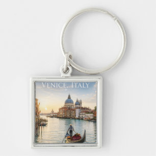 Porte-clés Venise Italie Grand Canal Gondole Coucher de solei