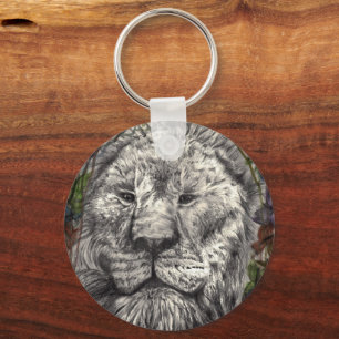 Porte-clés Vent sous mes ailes Lion Papillons Art animalier
