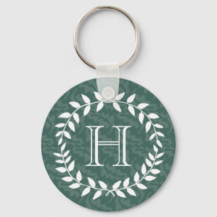 Porte-clés Verdure turquoise & Sage Wreath Botanique Monogram