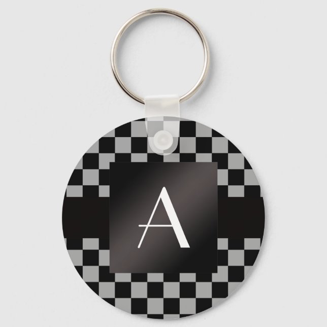 Porte-clés Vérificateurs gris et noirs Monogrammes (Recto)