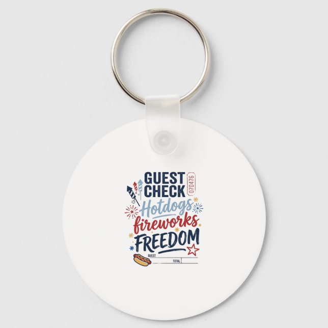 Porte-clés Vérification des invités patriotiques Feux d'artif (Recto)