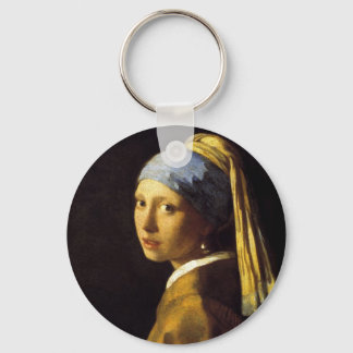 Porte-clés Vermeer Girl avec une perle d'oreille art