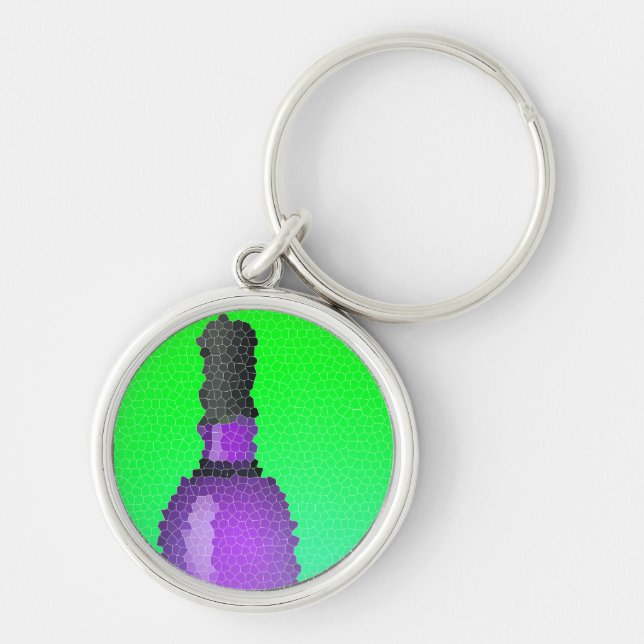 Porte-clés verre à vin et bouteille : vitrail (Devant)