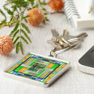 Porte-clés Verre coloré de Héron Bleu