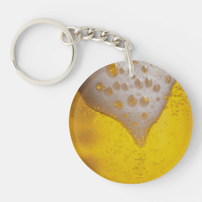 Porte-clés Verre de bière avec bulles et mousse (Devant)