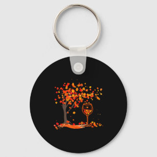 Porte-clés Verre de vin feuille d'érable automne chute drôle