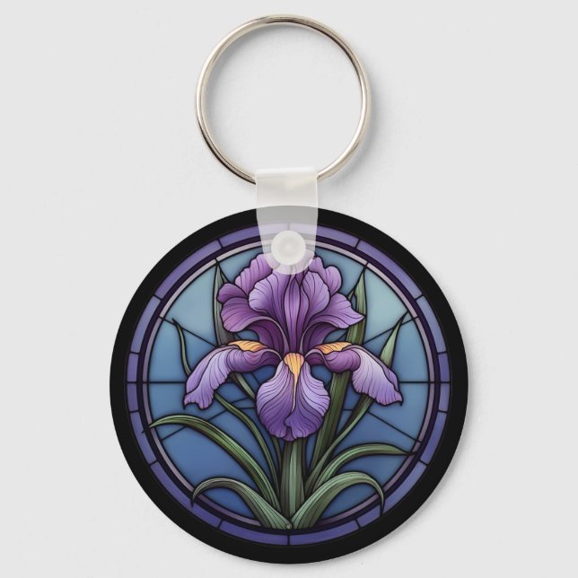 Porte-clés Verre Iris Violet (Recto)
