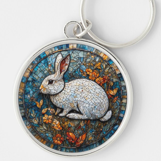 Porte-clés Verre teinté décoratif lapin (Devant)