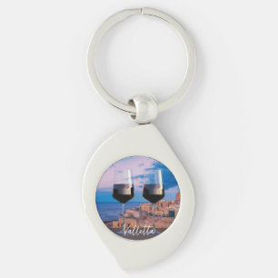 Porte-clés Verres à vin avec vue coucher de soleil sur La Val
