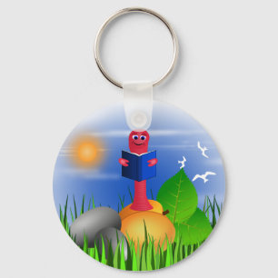 Porte-clés Vers de livre Livre Worm Colorful Porte - clé rond