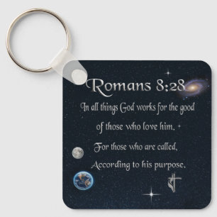 Porte-clés verset biblique chrétien Romains 8:28
