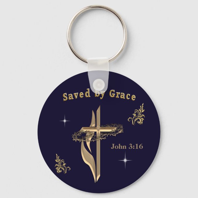 Porte-clés Verset biblique sauvé par Grace (Recto)