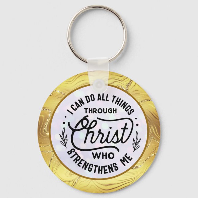 Porte-clés Verset de la Bible d'encouragement avec élégant br (Recto)