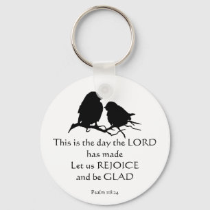 Porte-clés Verset inspirant de la Bible Psaume 118:24 Oiseaux