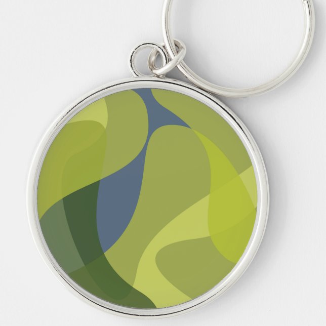Porte-clés Vert, cool, tendance, formes ondulées modernes (Devant)