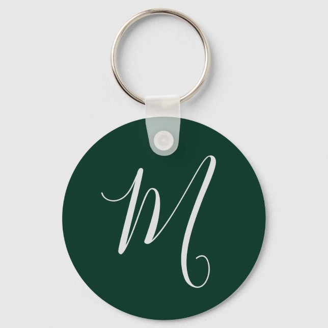 Porte-clés Vert foncé uni élégant moderne monogramme propre n (Recto)