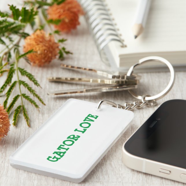 Porte-clés vert Gator Love Text (Devant droit)