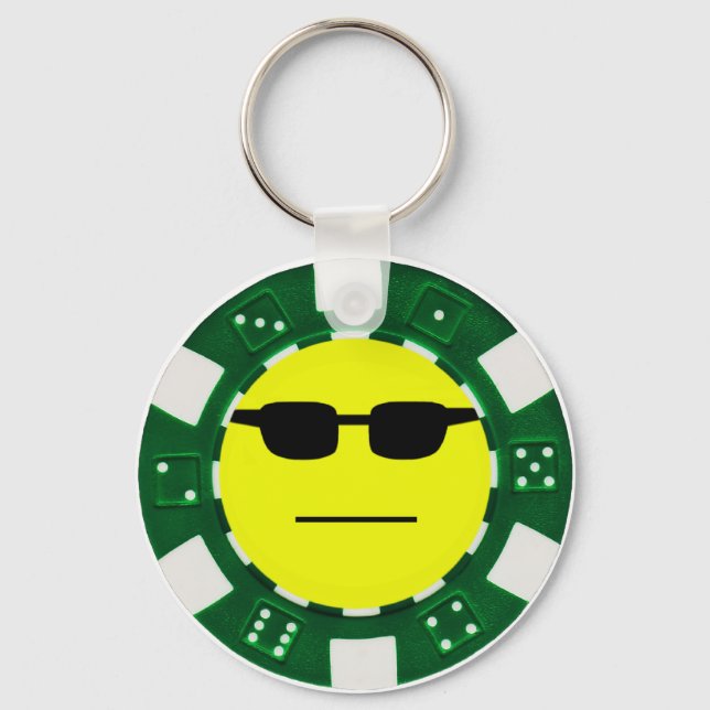 Porte-clés vert pokerface (Recto)