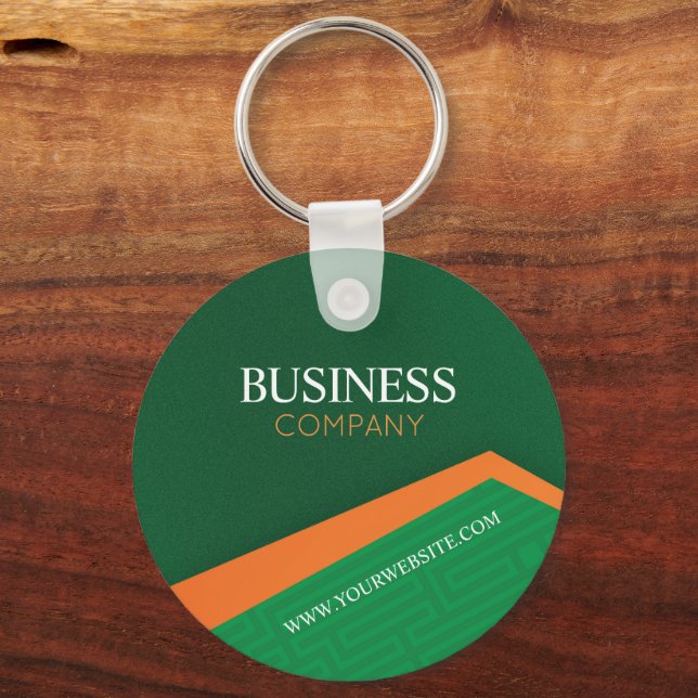 Porte-clés Vert professionnel avec rayure orange Entreprise (Recto)