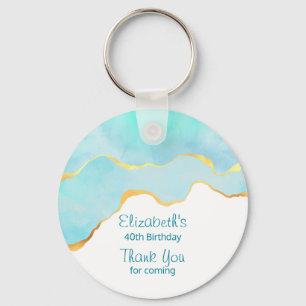 Porte-clés Vert tropical paisible avec Merci bordé d'or