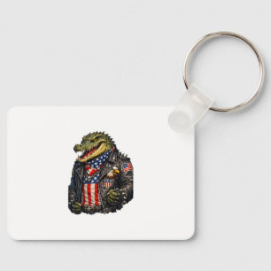 Porte-clés Veste en cuir de motard d'alligator patriotique fé