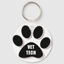 vet tech keychain paw black