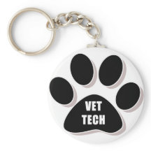 vet tech keychain paw black