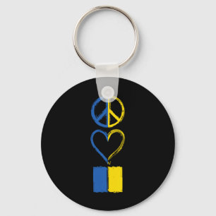 Porte-clés Vêtements avec drapeau ukrainien Peace Love Ukrain