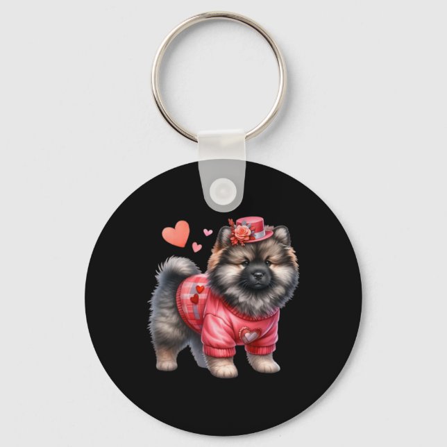 Porte-clés Vêtements de la Saint-Valentin Cœurs Pomeranian Mo (Recto)