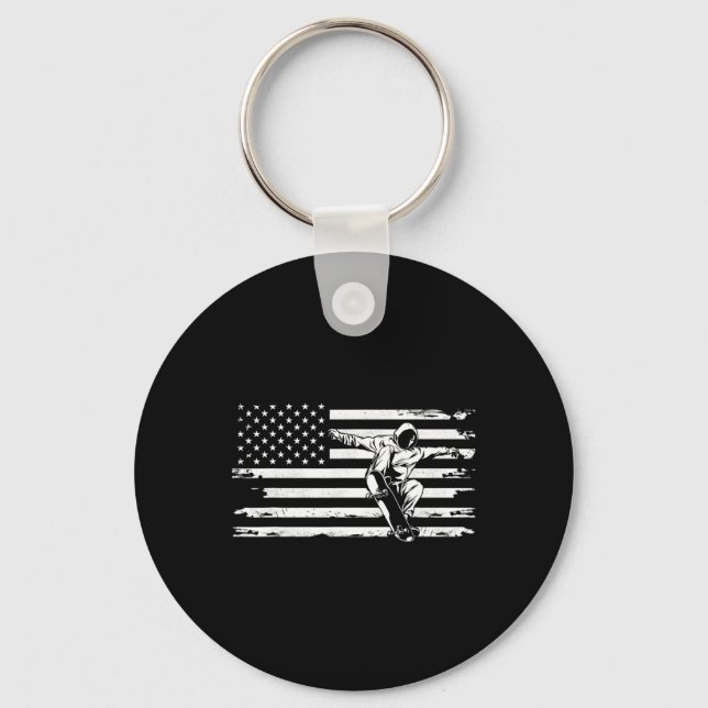 Porte-clés Vêtements de skateboard avec drapeau américain - S (Recto)
