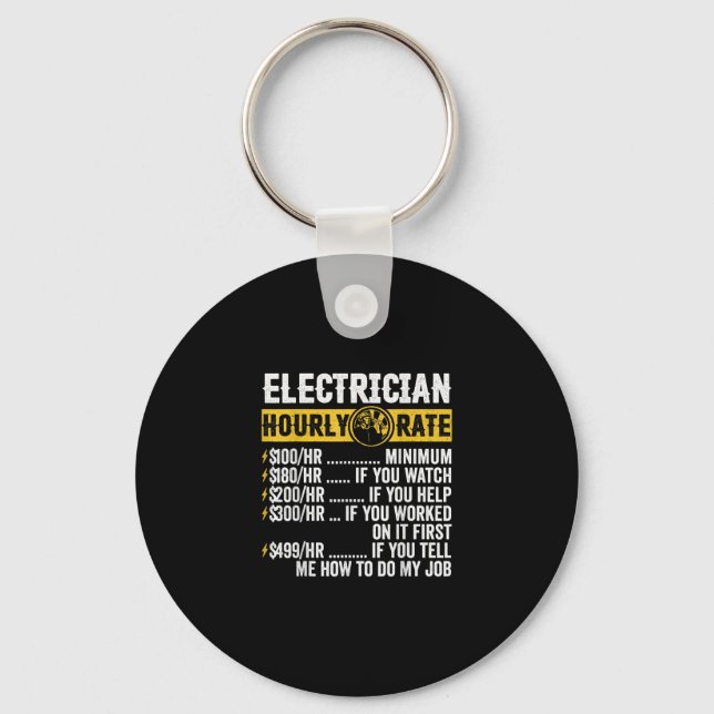 Porte-clés Vêtements Électricien Drôle, Taux Horaire Hommes (Recto)