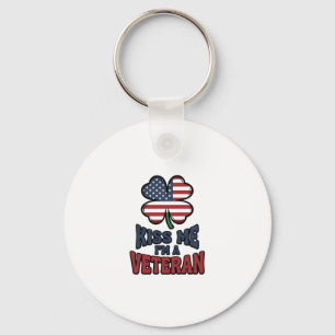 Porte-clés Vétéran Embrasse Moi Clover Patriotique Vintage Ch