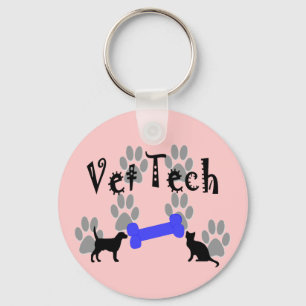 Porte-clés Vétérinaire TECH avec l'os de chien