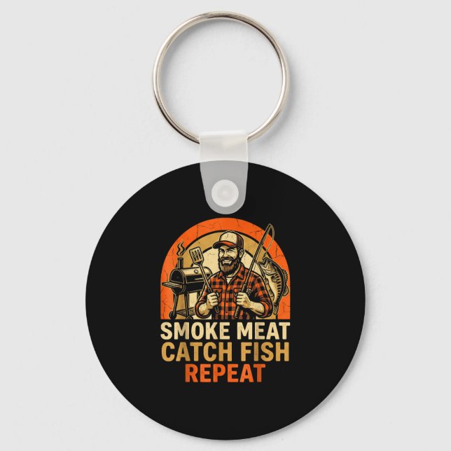 Porte-clés Viande fumée attraper poisson répéter barbecue pap (Recto)