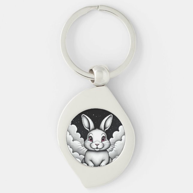 Porte-clés Vibes célestes relaxantes Lapin Céleste (Devant)