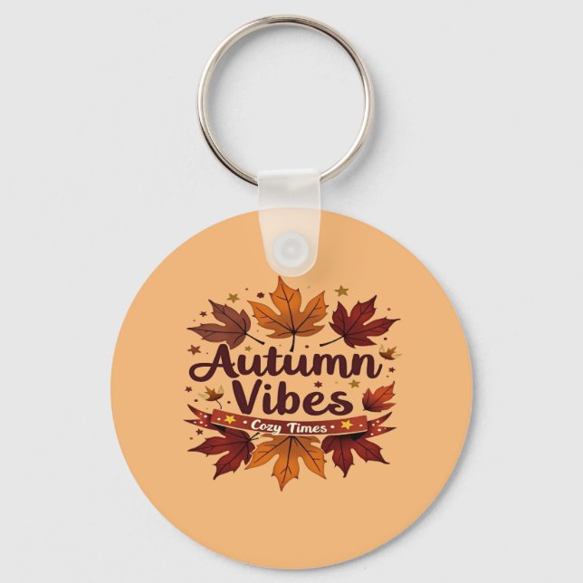 Porte-clés Vibes d'automne Confortable Feuilles d'automne Des (Recto)