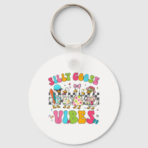 Porte-clés Vibes de canard idiot groovy pour la famille en ét