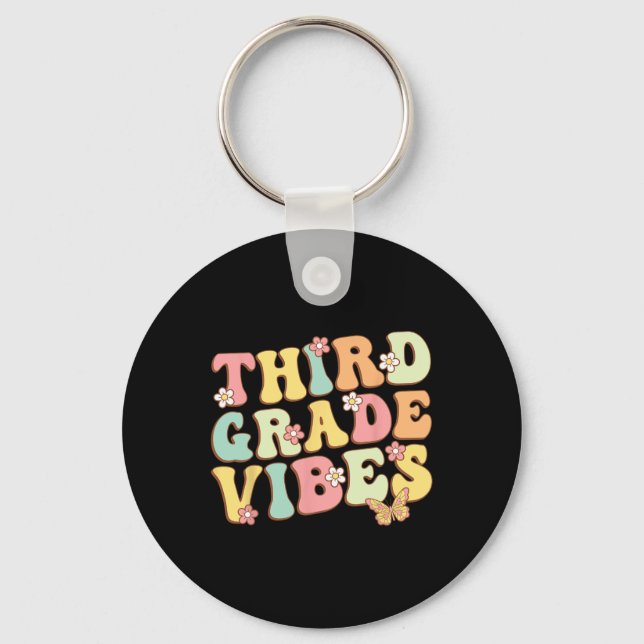 Porte-clés Vibes de classe Bonjour Équipe 3e année Enseignant (Recto)