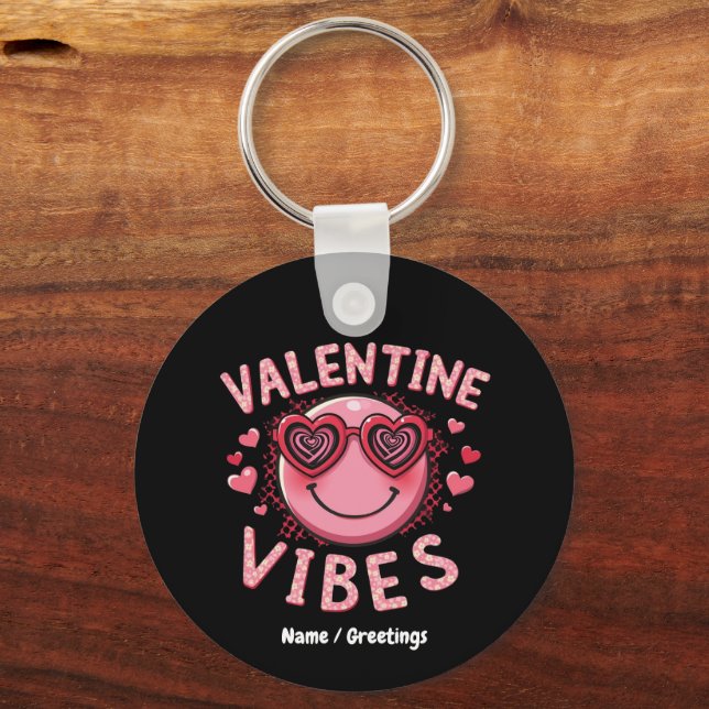 Porte-clés Vibes de la Saint-Valentin Hippie Fête de la Saint (Recto)
