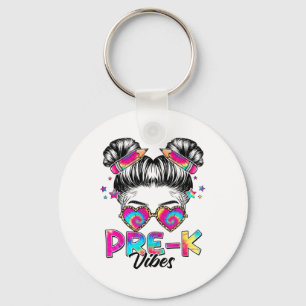Porte-clés Vibes de pré-maternelle Fille au chignon désordonn