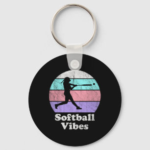 Porte-clés Vibes de Softball Rétro Vintage Filles ou Femmes B