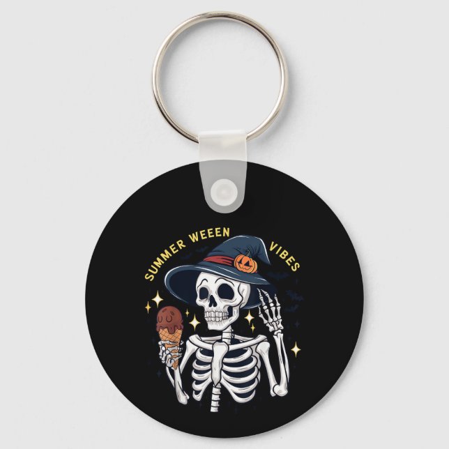 Porte-clés Vibes de Summerween Drôle Squelette Crème Glacée É (Recto)