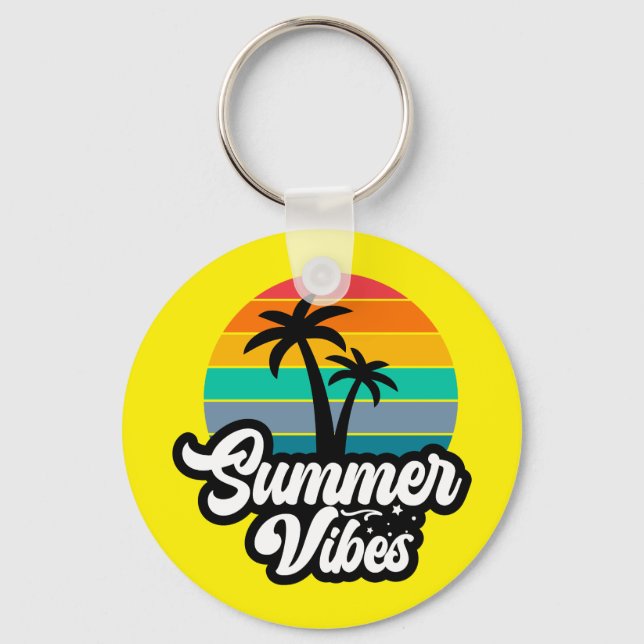 Porte-clés Vibes d'été avec design de palmiers (Recto)